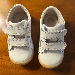 Scalloped Strap Kids Shoes - White
